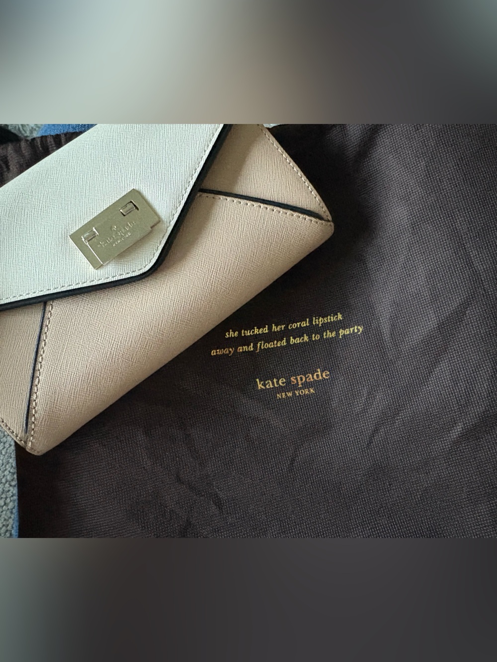 kate spade Neutral Beige and Cream Wristlet Clutch